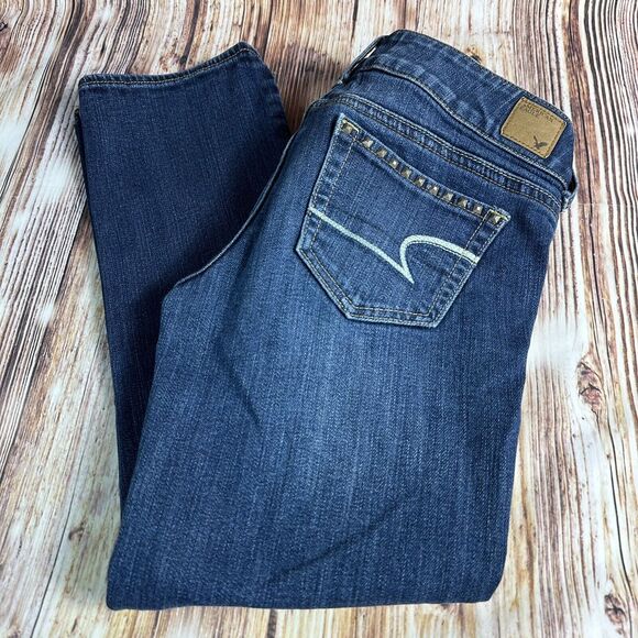 American Eagle ARTIST Size 4 Blue Low Rise Crop Capri Jeans Denim Pants 28x24 - Picture 9 of 9